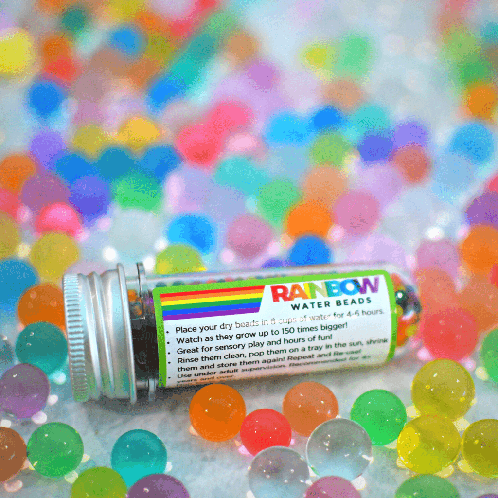 Rainbow Water Beads for Sensory Play, Bathtub & Pool Spa Refill, 9oz/Bottle